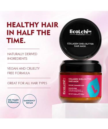 ECOLCHI Shea Butter Hair Mask with Collagen Amino Acid Repair Hair Mask Moisturizing Shea Hair Mask Keratin Hair Treatment - Buy Online on GoSupps.com