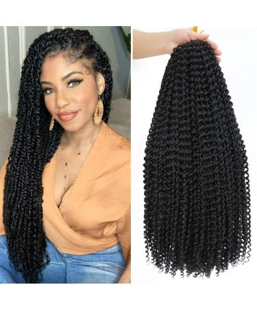 Passion Twist Hair 24 Inch 6 Packs Water Wave Crochet Hair Passion Twist Braiding Hair Natral Black Color Synthetic Hair Extensions for Bohemian Braiding Protective Hair Extensions ( 6Packs,1B#) 24 Inch (Pack of 6) 1B#