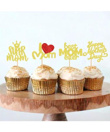 Keaziu 24 Pack Happy Mothers Day Cupcake Toppers Butterfly Best Mom Cupcake Picks Mom's Theme Happy Mother's Day Women Birthday Party Cake Decorations Supplies heart - Buy Online on GoSupps.com