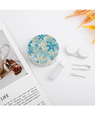 Ocean Starfish Round Case For Contact Lens Kit Storage Box with Mirror Printed - Buy Online on GoSupps.com