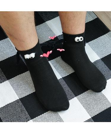 Magnetic 3D Doll Couple Socks | Funny Novelty Socks for Men & Women | Cute Casual White+Black Design - Buy Online on GoSupps.com