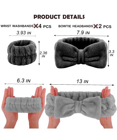 6-Piece Spa Headband, Wrist Washband, Scrunchies Cuffs Set - Black | Face Wash Wristband for Women and Girls - Makeup and Hair Accessories - Buy Online on GoSupps.com
