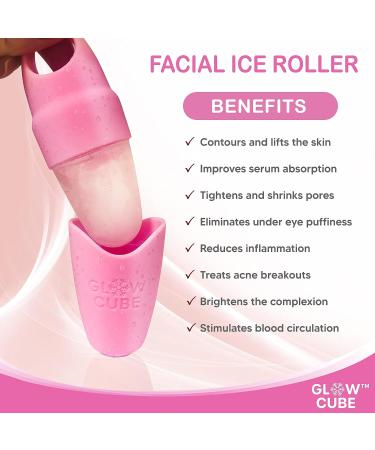 Glow Cube Ice Roller for Face, Eyes & Neck | Reusable Facial Treatment for Brightening Skin, Tightening & Toning | De-Puffing Eye Area | Pink Mini - Buy Online on GoSupps.com