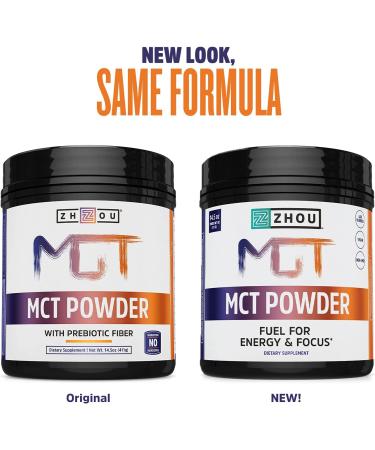 Zhou Nutrition MCT Powder with Prebiotic Fiber | 14.5 oz | Boost Energy & Digestion - Buy Online on GoSupps.com