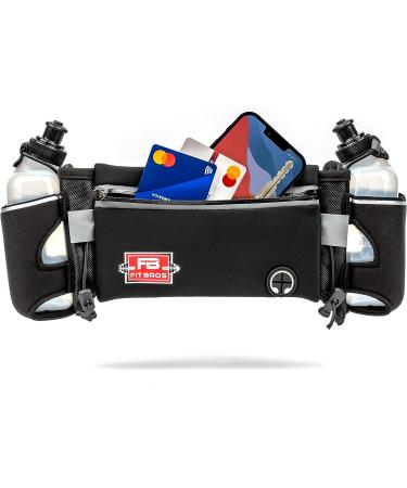 Temp Brand Adjustable Hydration Running Belt with Water Bottle Set - Black - Buy Online on GoSupps.com
