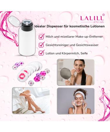 LALILL 2-Pieces Dispenser Pump Set - 200ml White Liquid Pump Bottles for Nail Polish & Manicure Remover - International Shipping Available - Buy Online on GoSupps.com