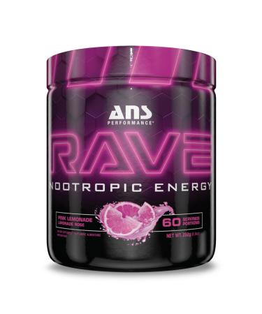Rave (60 Servings 8.9 oz) High Energy No Crash Formula - Memory & Focus Supplement - Sugar-Free- Boost Mind-Body Neural Connections (Pink Lemonade)