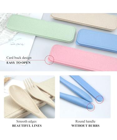 Reusable Travel Utensils Set with Case - 4 Pack Portable Cutlery Kit for Camping and Lunch Box - Includes Knives, Forks, Spoons - Outdoor Flatware Set - Buy Online on GoSupps.com