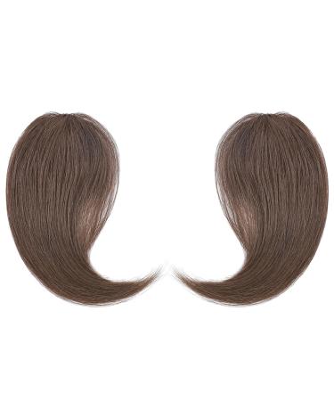 Bangs 2PCS Human Hair Clip on Bangs with Mid Part One/Two Sides Bangs Remy Hair in Extenssion French Invisible Fringe for Women Curved Bangs for Daily Wear (Color : #4 Size : 6 months) 6 months #4