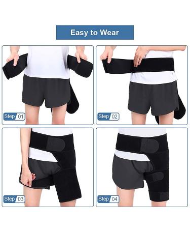 Adjustable Hip Thigh Brace for Sciatica Pain Relief - Compression Support Wrap for Men & Women - Fits Right & Left Leg - Black - Buy Online on GoSupps.com