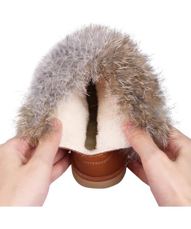 MINBEI Baby Girls Waterproof Leather Snow Boots - Toddler Girls Winter Booties (Brown, 9 UK) - Buy Online on GoSupps.com