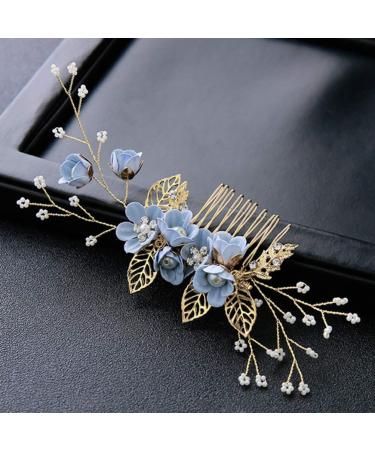 NUOBESTY Wedding Hair Piece Blue Hair Accessory Set - 4PCS Decorative Pearl Comb Hairpins for Brides and Girls - Buy Online on GoSupps.com