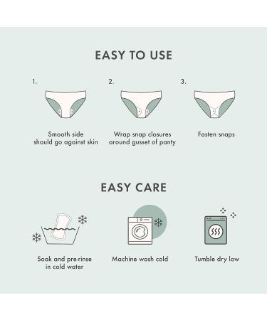 Rael Reusable Organic Cotton Menstrual Pads - Postpartum Essential, Regular Absorbency, Leak-Free, Washing Machine Safe (3 Count Large) - Buy Online on GoSupps.com