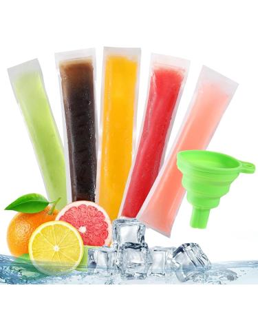 50 Pack Healthy Homemade Ice Bags BPA Free with Funnel for Yogurt Ice Candy Ice Cream