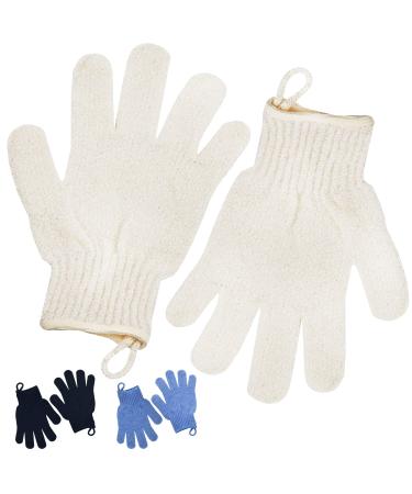 Exfoliating Gloves - Body Scrub for Smooth and Soft Skin - Body Exfoliator for Ingrown Hair Dead Skin Remover and Itchy and Flaky Skin - Scrubber Shower Accessories for Women and Men 1 Pair Glove 1 Pair Beige Exfoliating...