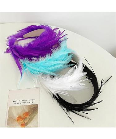 amangul Party Feather Fascinator Headband for Party Wedding Colorful Feather Fascinator Hair Hoop Cosplay Party Headdress(White) - Buy Online on GoSupps.com