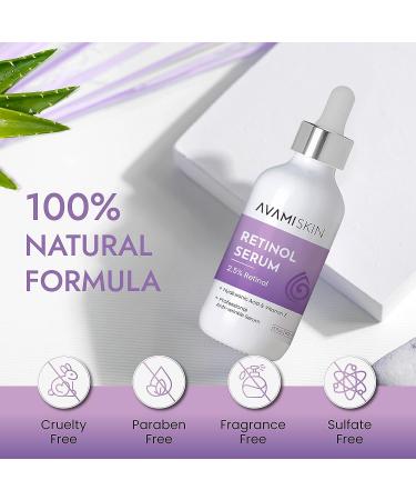 Avami Retinol Serum - 2.5% Retinol Face Serum with Hyaluronic Acid & Vitamin E - 2 Fl oz - Buy Online on GoSupps.com