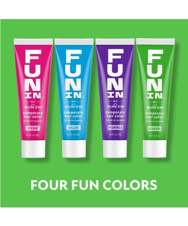 Fun In by Sun In Temporary Hair Color Green - Easy Brush Applicator Washes Out in One Shampoo Gluten-Free Paraben-Free Alcohol-Free Cruelty-Free - Buy Online on GoSupps.com