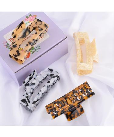 4 PCS Large Hair Claw Clips - 4 inch Tortoise Rectangle Hair Clamp for Women | Non-slip Acetate Material | Suitable for Thin & Thick Hair | Great Holiday Gift - Buy Online on GoSupps.com
