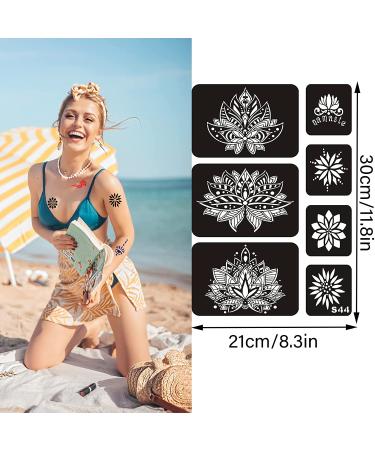 Aresvns Women & Kids Tattoo Stencils - 12 Sheets Glitter & Henna Body Art Templates (260pcs) - Buy Online on GoSupps.com