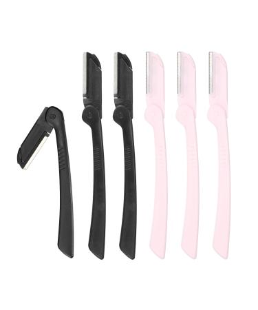 VOCOSTE 6 Pieces Eyebrow Razors for Women Foldable Facial Razors Black Pink
