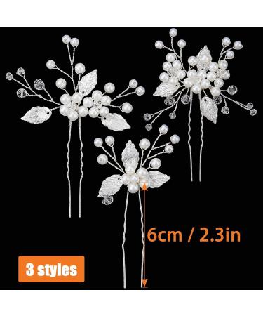 Mbsomnus Wedding Hair Accessories for Women Pearl Hair Pins for Buns Bridal Hair Pins Bridesmaid Hair Accessories Crystal Flower Hair Pins for Girls Party Ball - Buy Online on GoSupps.com