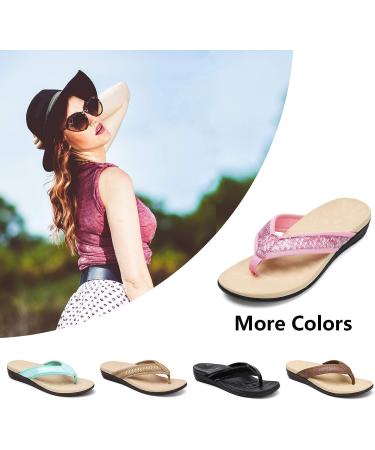 KUMNY Womens Orthotic Flip Flops - Arch Support Thong Sandals, Pink, Size 10 - Buy Online on GoSupps.com