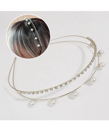 Bride Headband Pearl Rhinestones Hair Bands Bridal Wedding Headbands Bridesmaid Flower Girl Elegant Tiara Hair Accessories for Women & Girls Non-slip Prom Party Hairband
