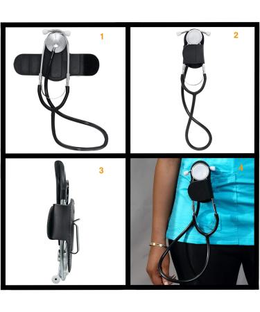 BlingSoul Blue Genuine Leather Stethoscope Holder - Hip Clip, Universal Fit for Doctors, Nurses, EMTs - Durable Steth Holster for Cardiologists and Paramedics - Buy Online on GoSupps.com