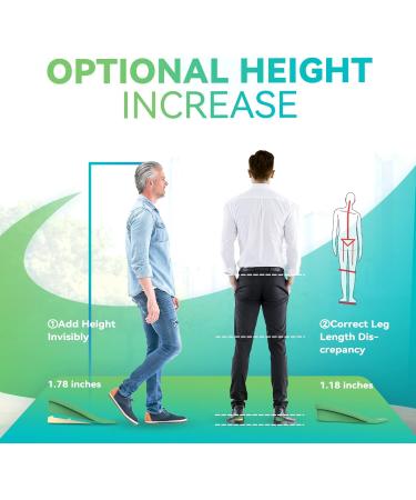 Height Increase Insoles for Women | DynWalker Comfortable Shoe Lifts | Anti-Fatigue Shock Absorbing Breathable | 3cm/4.5cm Green S (Women 6-8.5 - Buy Online on GoSupps.com