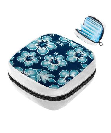GIAPB Sanitary Napkin Storage Bag Period Bag Tampon Bag Makeup Bag Pad Pouch Tropical Blue Hibiscus Flower Color3451