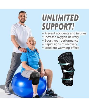 2 Pack Knee Compression Sleeve - Size XL - Joint Support for Men & Women - Running, Basketball, Gym, Weightlifting - Arthritis Pain Relief - Black (1 Pair) - Buy Online on GoSupps.com