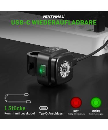 Buy Ventvinal LED Bicycle Lights - 30 Lux Front Lamp StVZO Approved IPX5 Waterproof USB-C for All Bikes - Fast International Shipping - Buy Online on GoSupps.com