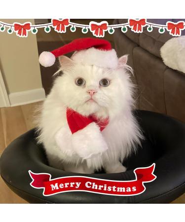 NANSAM Dog Christmas Hat and Scarf Set - Adjustable Red White Pet Accessories for Kittens and Puppies | Perfect Holiday Outfit - Buy Online on GoSupps.com