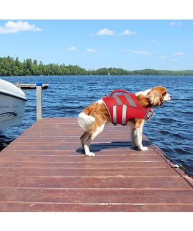 Kuoser Dog Life Jacket - Durable & Buoyant Safety Vest for Small Medium & Large Dogs - High Visibility Red - Buy Online on GoSupps.com
