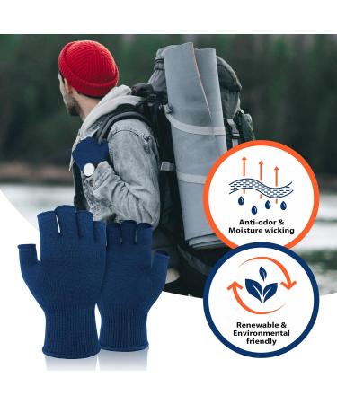 Migliore Wear Merino Underwire Touchscreen Gloves | Fingerless Skiing & Cycling Gloves for Cold Weather - S/M Blue - Buy Online on GoSupps.com