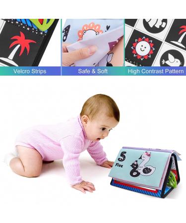 Baby Floor Mirror Flip with Cloth Book and Teethers | Montessori Sensory Toys for Newborns and Infants | High Contrast Black & White Developmental Toy | Perfect Gift for Babies 0-12 Months - Buy Online on GoSupps.com