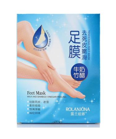 ROLANJONA Exfoliating Peel Foot Feet Mask Remove Callus Milk & Bamboo Vinegar Baby Peeling & Tendering Dead Skin Remover (7PCS BOX)