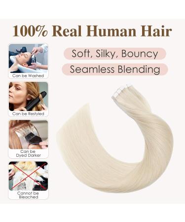 Buy Tess Tape Extensions Real Hair Platinum Blond #70 - 10 Piece 12 (30cm) Remy Human Hair Tape-In Extensions - Smooth & Lightweight 20g - Buy Online on GoSupps.com
