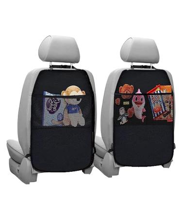 Funmo 2 Pcs Car Seat Organiser Car Organiser Waterproof Car Seat Storage Pockets With 2 Pockets Kids Back Seat Organiser for Rear Seat Protectors Anti Kick Miscellaneous Storage (Black)