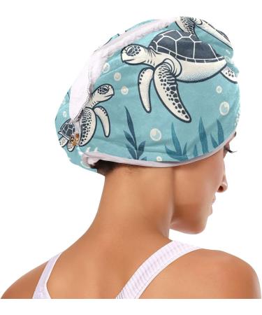 Super Absorbent Turtle in The Sea Hair Towel - 2 Pack Quick Dry Hair Turbans for Women & Girls - Buy Online on GoSupps.com