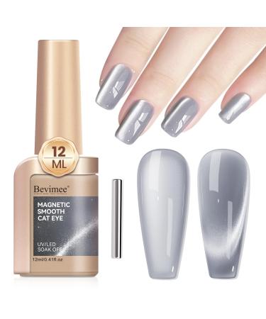 Cat Eye Gel Nail Polish Moonlight 12ML Magnetic Nail Polish Gel Silver Glitter Mirror Glass Smoothie Cateye Gel Polish Holographic UV Gel for Nail Art Manicure DIY at Home 1PC P05
