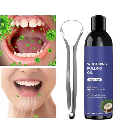JIEBWCHA Oil extractor for teeth 100 ml oil mouthwash with tongue cleaner tooth cleaner for home travel young people and adults in the morning before sleeping after sleeping - Buy Online on GoSupps.com