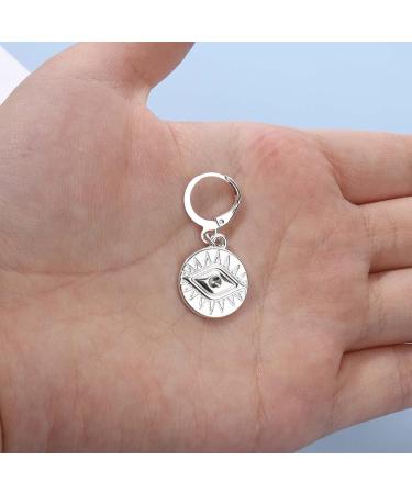 Evil Eye Disc Drop Earrings | Silver Hoop Earrings | Vintage Lucky Charm Jewelry for Women & Girls - Buy Online on GoSupps.com