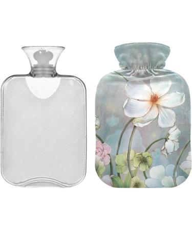 Naanle Flowering White Flowers Hot Water Bottle 1L - Transparent Cover for Bed Hand Warmers & Pain Relief - International Shipping Available - Buy Online on GoSupps.com