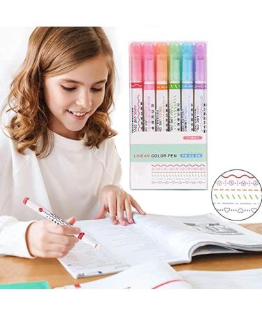 6pcs Curve Highlighter Pen Set Tip Pens with 6 Different Curve Shapes Fine Tips Colored Curves Pens for Journaling Writing Drawing Scrapbooking Note Taking School 6pcs - Buy Online on GoSupps.com