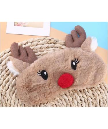 RAYNAG Set of 2 Cartoon Animal Plush Eye Masks - Cute Sleeping Blindfold Eye Covers (Brown/White) - Buy Online on GoSupps.com