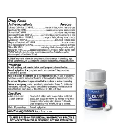 Hyland's Naturals Leg Cramps Tablets PM Formula - 50 Count Natural Relief for Nighttime Calf, Foot & Leg Cramps - Buy Online on GoSupps.com