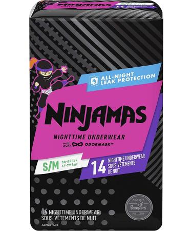 Pampers Ninjamas, Disposable Underwear, Nighttime Underwear Girls, FSA HSA Eligible, 14 Count, Size S/M (38-65 lbs) Small/Medium (14 Count)