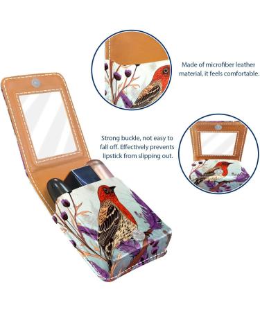 Buy Travel Lipstick Organizer Case - Portable Makeup Bag with Mirror - Bird Purple Flower Design - Buy Online on GoSupps.com